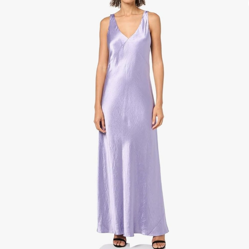 Satin V-Neck Vince Dress, Wisteria